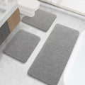 LOCHAS Bathroom Rugs Sets 3 Piece, Microfiber Long Bath Rug Set Non Slip Washable, Shaggy Toilet Rug Set Absorbent, Soft Cozy Bath Mat Set Quick Dry, Grey - color: Grey, size: 48" x 20" + 24" x 17" + U Shape 24" x 20"