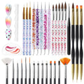 Artdone 32pcs Nail Art Brushes Tools Set Dotting Tools for Gel Polish | Dust Brush,Striping Brushes for Long Lines, Drawing Pen Design supply - color: 32Pcs set