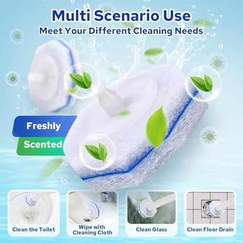 60pcs Disposable Toilet Brush Refills, Toilet Bowl Cleaner Refill Pads, Compatible with Most Toilet Cleaning Wands & Systems, Disposable Scrubber Refill Heads for Deep Bathroom Cleaning - size: 1 Count (Pack of 60)