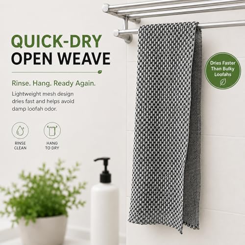 Blissal Exfoliating Towel, Back Scrubber for Shower, Exfoliating Washcloth | Easy Back Reach, Gentle Daily Exfoliation, Quick-Dry Loofah Alternative
