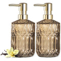 EMPO Clear Glass Soap Dispenser with ABS Plastic Pump, Lotion Dispensers for Kitchen, Bathroom (2pack Brown) - color: 2pack Brown