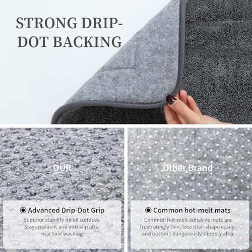 YIHOUSE Bathroom Rugs Sets 2 Piece, Towel-Like Soft Absorbent Thick High Density Memory Foam Bath Mat Set, Non-Slip Machine Washable Bath Rugs for Bathroom, Tub & Shower (24"x17"+24"x20"U, Dark Grey) - color: Dark Grey, size: 1'8" x 2' (17"x24"+20"x24"U)