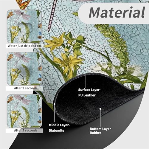 Faucet Fast Absorbent Pad - Vintage Dragonfly Butterfly Flowers Drying Pad, Suitable For Kitchen, Bathroom, Island And Other Scenes - color: Vintage Dragonfly Butterfly Flowers