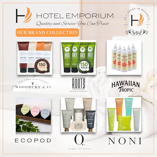 WOODBURY & CO Travel Size Shampoo Conditioner Body Wash Lotion & Soap (150 PK, 1.7 oz each), Guest Bathroom Essentials Toiletries Airbnb Bulk Mini Sets Hygiene Kits Paraben Free Air Bnb Toiletry
