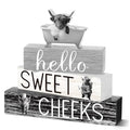 Cinnvoice 4 Pcs Funny Highland Cow Bathroom Decor Farmhouse Bathroom Decoration Western Hello Sweet Cheeks Table Centerpiece Gift for Christmas Valentines Back to School - style: Funny Highland Cow