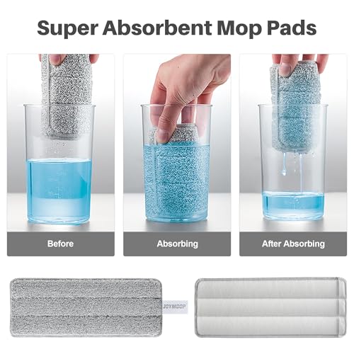 JOYMOOP Bathroom Cleaning Set, Mop and Bucket System with Toilet Brush Set, White, Microfiber Flat Mop for Household & Commercial Floor and Bathroom Cleaning