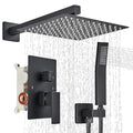 Shower Faucet 10 Inches Matte Black Shower System with Rainfall Shower Head and Handheld Spray Bathroom Luxury Rain Shower Faucet Set Complete Wall Mounted - color: Matte Black, size: Matte Black-10"