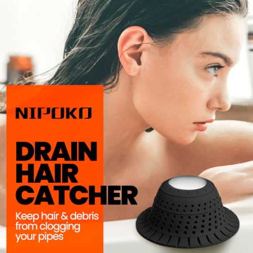 Shower Drain Hair Catcher - Bathtub Drain Cover Foldable Silicone，Shower Drain Protector for Pop-Up and Regular Drains of Shower,Tub, Bathroom, Sink, Silver-Black - color: Silver-black