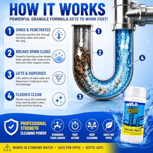 Wild Tornado Sink and Drain Cleaner, Drain Clog Remover & Opener (4pcs) | Wild Tornado Sink and Drain Cleaner, Fast Foaming Drain Clog Remover & Opener for Kitchen Sinks, Toilets & Pipes