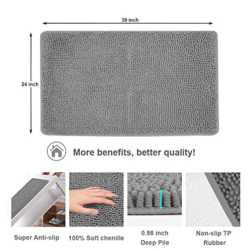 Secura Bathroom Rugs 39x24 Inches – Thick Plush Bath Mat, Ultra Soft Absorbent Bathroom Mat, Non Slip Machine Washable Bath Rugs for Tub, Shower Room Floor (Gray) - color: Grey, size: 2' x 3'3" (Square)