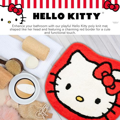 Hello Kitty Non Slip Poly Knit Plush Bathroom Rug, 26" x 23",(Officially Licensed Product) By Franco - color: Hello Kitty Red Bow