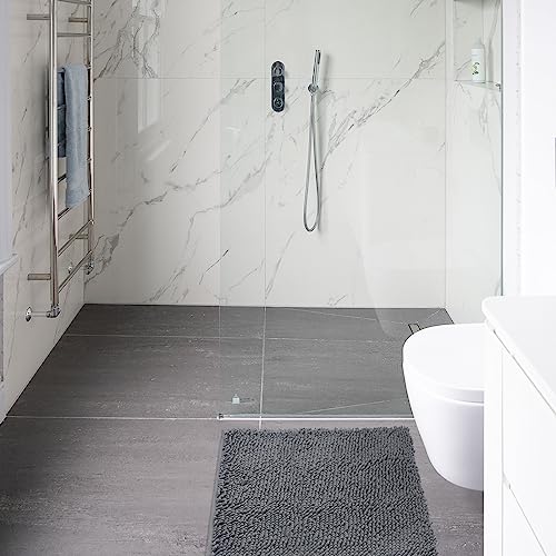 Non-Slip Bath Rug,Extra Soft Microfiber Bedroom Shag Carpet with Anti-Slip Backing,Water/Dust Absorbent Fast Dry Shower Mat,Sound Insulated Stairs Pad,Machine Washable (Darkgrey,24 x 24 Inches) - color: Darkgrey, size: 2' x 2' (Rectangular)