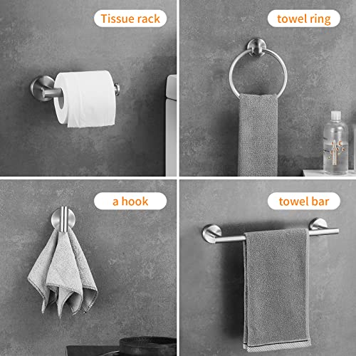 Brushed Nickel Bathroom Hardware Set, 24 Inch Towel Bar Set 10 Pieces Bathroom Accessories Set Includes Includes 2 Packs 24 Inch Towel Bar, Towel Ring, Toilet Holder and 4 Packs Towel Hooks - color: Brushed Nickel-10pcs-24inch