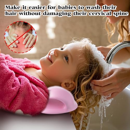 Hair Washing Station for Kids, in Ergonomic Kid Hair Washing Station,Sink Hair Washing Neck Pillow for Wash Time,Portable Hair Wash Basin for Children on Bathtub,or Sink On Floor （Pink）