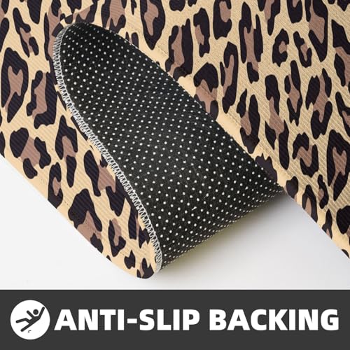 Leopard Print Kitchen Rugs Microfiber Floor Mats Cheetah Cushioned Carpet Runner Rug for Laundry Bathroom Living Room, 2 Piece Set 17"X 47" + 17"X 30" - color: Leopard Print