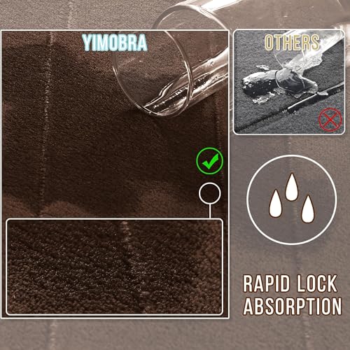 Yimobra Memory Foam Bathroom Rugs Sets 2 Piece - Super Soft Absorbent Quick Dry Bath Mat Set, Machine Washable Non Slip Floor Carpet for Tub Shower & Single Sink (17x24 & 31.5x20 Inch, Brown) - color: Brown, size: 31.5x20+24x17 Inch