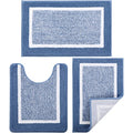 Bathroom Rugs Sets 3 Piece with U-Shaped Contour Toilet Mat Shower Rugs Absorbent Microfiber Plush Bath Mats Non Slip Bath Rugs Shaggy Floor Mats Machine Washable - color: Blue