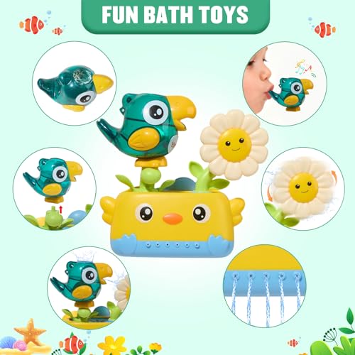 Bath Toys Toddlers 2-4, Mold Free Toddler Bath Toys for Kids Ages 1-3, Baby Bathtub Water Toys with Strong Suction Cups Waterfall Shower Toy with Bath Cups & Watering Can for 18+ Months Boy Girl Gifts - style: Bath Toys with Cups
