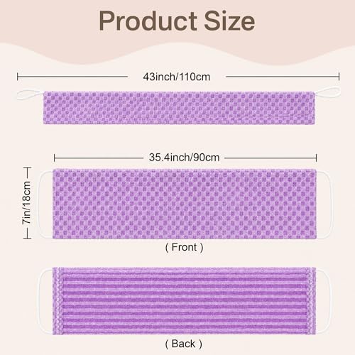 Yiclick Dual-Textured Exfoliating Washcloth Towel - Back Scrubber for Use in Shower Bath, Exfoliating Body Scrubber Exfoliator, Japanese Exfoliate Loofah Lufa Sponge Wash Cloth for Women Men - color: Lavender
