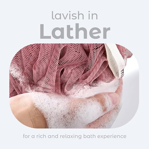 MainBasics Shower Loofah Sponge Pouf, Set of 3, Coral Reef | Soft Mesh Body Scrubber and Bath Sponge for Gentle Exfoliation, Rich Lather, and Everyday Shower Use - style: Coral Reef