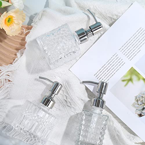 YunNasi Soap Dispenser with Stainless Steel Pump, Clear Crystal Design, Vintage and Elegant, Refillable Liquid Hand Soap Dish Soap Dispensers for Bathroom Counter, Kitchen Sink (Style 3) - color: Style 3
