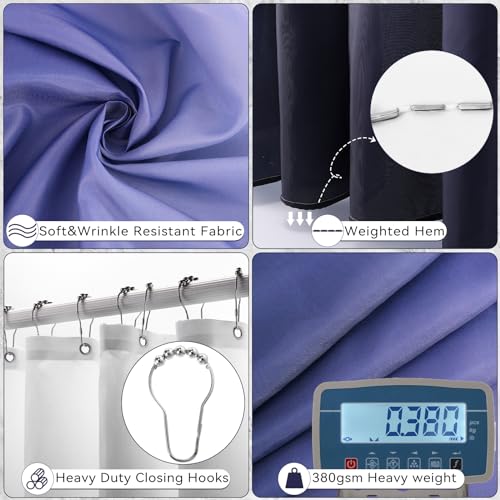 XLHOMO Bathroom Accessory Set–Bathroom Sets with Shower Curtain and Rugs, No Slip Bathroom Rugs Super Absorbent, Blue Ombre Water-Proof Shower Curtain with Hooks, Blue Bathroom Sets Complete for Home - color: Hollow Blue, size: Bathroom Set+Shower Curtain