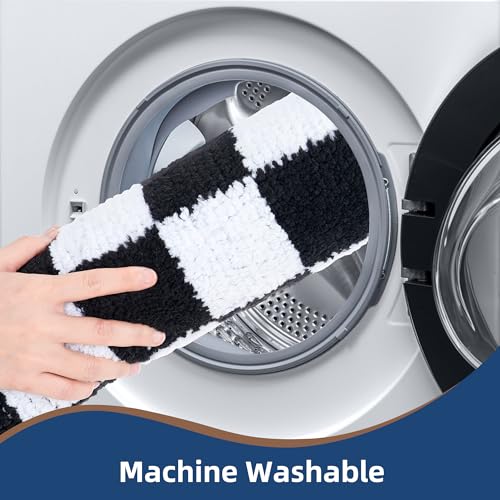 Bathroom Rugs Sets 3 Pieces Microfiber - Upgrade Non-Slip TPR Bottom- Quick Dry - Machine Wash for Bedroom, Tub, Living Room (Checkerboard) - color: Checkerboard