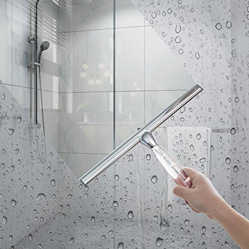 Ettori Shower Squeegee for Glass Door, Squeegee for Shower Glass Door, Bathroom, Window and Car Glass, 12 Inches with Clear Acrylic Handle - color: Clear