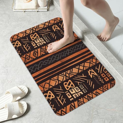 Stone Bath Mats for Bathroom Diatomaceous Earth Bath Mat Super Absorbent Floor Mat African Mud Cloth Tribal Stone Drying Mats Quick Drying Diatomite Shower Mat for Bathtub Pad 19.7x31.5in - color: African Mud Cloth Tribal, size: 1'8" x 2'8" (Rectangular)