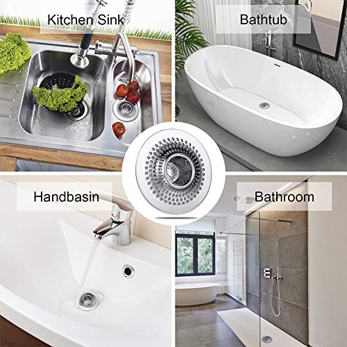 MFTEK Drain Hair Catcher Tub Drain Protector, Stainless Steel Bathtub Shower Drain Hair Stopper Strainer Trap for Shower Bathroom Sink to Catch Hair - color: Stainless-steel