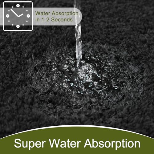 AROGAN Luxury Non Slip Bathroom Rug, Thick Soft and Absorbent Microfiber Bath Mat, Rubber Backing Quick Dry Rugs Carpets, Machine Washable Plush Mats for Shower Floor, Bathroom, 24x17 Inch Black - color: Black, size: 1'5" X 2' (24" X 17")