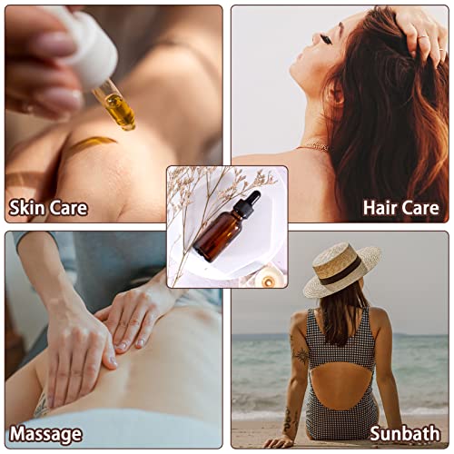 48 Pack 1oz Amber Glass Bottles with Glass Eye Droppers for Essential Oils, Perfumes & Lab Chemicals (Brush, Funnels, 2 Extra Droppers, 54 Pieces Labels & 30ml Measuring Cup Included) - color: Amber-48pack