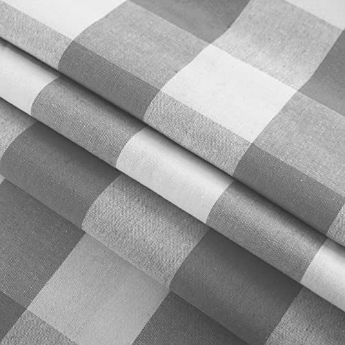 3 Pc Cotton Classic Country Farmhouse Kitchen Window Curtain -Grey & White Buffalo Check Tier & Valance Set, 54" x 18" / 27" x 24" - color: Plaids Grey&white, size: 27"W x 24"L (Pack of 3)