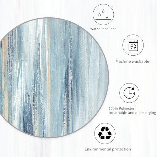 Miyotaa Blue Gray Abstract Shower Curtain Set 60Wx71H Inches Ombre Modern Aesthetic Striped Contemporary Minimalist Neutral Painting Waterproof Bathtub Bathroom Curtain with 12 Hooks - color: Blue Gray, size: 60"W x 71"L (Pack of 1)