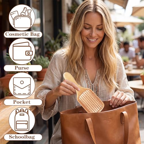 10pcs Bamboo Hair Brush and Comb Set.Portable Travel Hair Brush for Women,Men,and kids short,long,and curly hair Dandruff Cleaning brush,Flexible Scalp Massager Bamboo Brush Gift Set(Square)