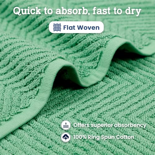 Casa Lino 100% Cotton Bath Mat Set of 2 (NOT A Rug) - 34" x 22" Bathroom Floor Towels - Machine Washable, Soft, Highly Absorbent & Quick Dry Bath Floor Towel (Green) - color: Green