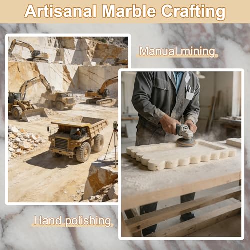 100% Natural Marble Vanity Tray - Real Stone Storage Organizer for Bathroom/Kitchen/Vanity/Dresser, Countertop Tray for Perfume, Jewelry, Home Decor, 11.8 x 7.8 x 0.7 Inch - color: Travertino Romano