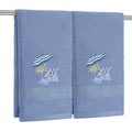 SmoothNovelty 2 Pcs Hand Towels Bathroom Decor 14x29 Inch Embroidered 100% Cotton Soft Absorbent Spring Summer Decorative Hand Towels for Bathroom Kitchen(Beach Chair,Slate Blue) - style: Classic Beach Chair