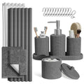 Clara Clark Grey Bathroom Set - Bathroom Sets with Shower Curtain and Rugs, 21PC Bathroom Accessory Set, Shower Curtain Set with Soap Dispenser & Toothbrush Holder - color: Grey, size: Complete Set + Bath Rugs