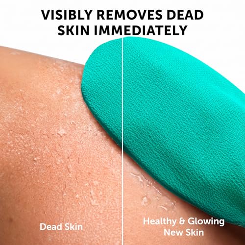 Valitic Exfoliating Glove Body Scrubber - Exfoliating Mitt Dead Skin Remover, Shower Face and Body Exfoliator - Korean Style Skin Scrubber Washcloth - Spray and Self Tan Remover, Pair Turquoise - color: Turquoise