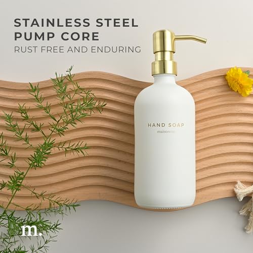MaisoNovo Soap Dispenser 1-Piece Set | 16.9oz White Bottles with Gold Stainless Steel Pump Core - color: White/Gold