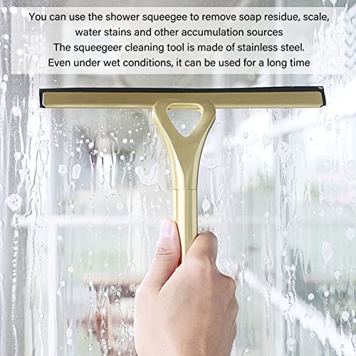Stainless Steel Window Squeegee, Multi-Purpose Shower Squeegee | Streak-Free Cleaning Tool for Bathroom Mirrors, Shower Doors, Car Windows, Tile, and Marble