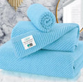 VOOVA & MOVAS Ocean Blue Towels for Bathroom, 100% Cotton | Quick Dry | Soft | Thick,3 Piece Towel Set, 1 Large Bath 30" x 56", 1 Hand 18" x 28", 1 Wash Cloth 13" x 13", Bathroom Essentials - color: Ocean City Blue, size: 3 PC Bathroom Towel Set