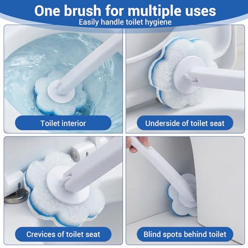 Disposable Toilet Brush Cleaning System with 50pcs Refills Pads Replacement Heads Wall Mounted Toilet Wand Kit Bathroom Maintenance Set