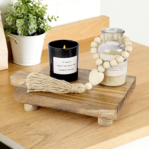 Handmade Wooden Tray,Practical Bathroom and Kitchen Decoration for Soap,Bath Bottles,Candles,Toilet Paper,Plant Holder(10.8 x 6.9 Inch)(Wood Color) - color: Wood, size: 10.8" x 6.9" x 2"