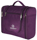 Freegrace Extra Large Hanging Toiletry Bag for Men and Women - Water-Resistant Nylon Travel Bathroom Organizer for Cosmetics, Makeup, and Toiletries - color: Purple