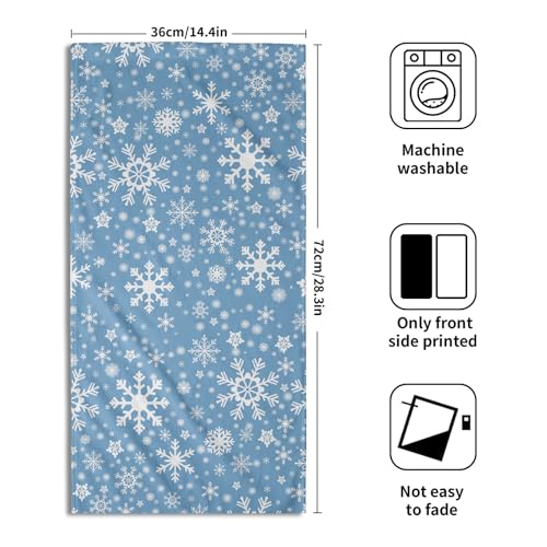 Winter Blue Snowflakes Hand Towels Set of 2 Highly Absorbent Soft Blue Christmas Towels for Bathroom Winter Christmas Deorative Kitchen Towels Washcloth for for House Hotel Gym Spa Yoga Sport 14”x28" - color: Winter Blue Snowflakes