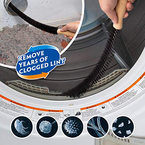 Holikme 2 Pieces Dryer Vent Cleaner Kit, Dryer Lint Vacuum Attachment and Flexible Dryer Lint Brush, Dryer Vent Vacuum Hose Attachment,Grey - color: Gray
