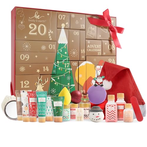 Advent Calendar 2026 BODY & EARTH Holiday Gifts for Women Christmas 24 Days of Beauty Countdow Calendar 24PCS 2026 Skincare Advent Calendar - color: Brown