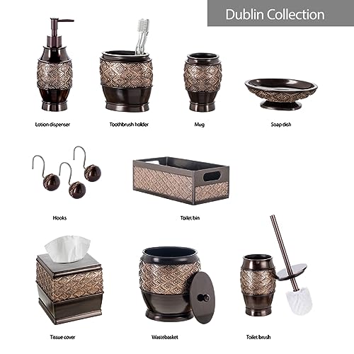 Creative Scents Dublin Brown Toothbrush Holders for Bathrooms Set of 2 - Bathroom Toothbrush Holder Set - Electric Tooth Brush and Toothpaste Organizer - Brown Bathroom Accessories Set Decor - style: Toothbrush Holder Set